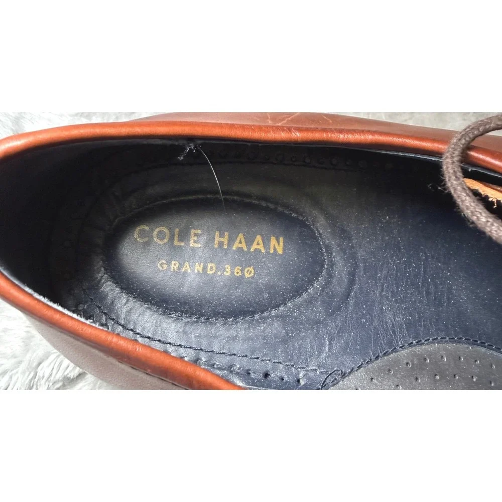 Cole Haan Mens Size 12M Leather Derby Dress Shoes Brown Lace Up Oxford Comfort